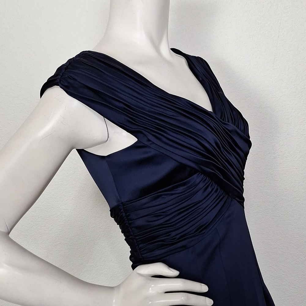 Calvin Klein Navy Ruched Sleeveless Fit & Flare Dress Size 2 - Picture 5 of 13